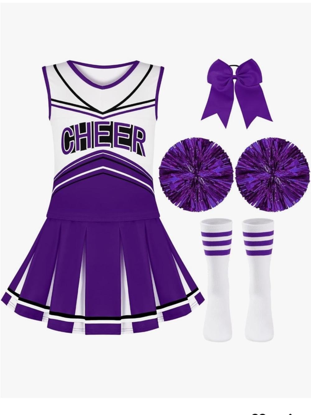 Adarl Cheerleader Costume Girls 11-12Y Halloween Cheerleading Outfit 5Pcs NEW